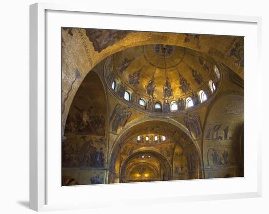 Interior of St. Mark's Basilica with Golden Byzantine Mosaics Illuminated, Venice-Peter Barritt-Framed Photographic Print