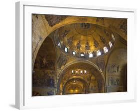 Interior of St. Mark's Basilica with Golden Byzantine Mosaics Illuminated, Venice-Peter Barritt-Framed Photographic Print