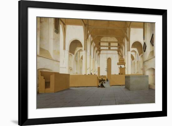 Interior of St Odulphus at Assendelft-Pieter Jansz Saenredam-Framed Premium Giclee Print