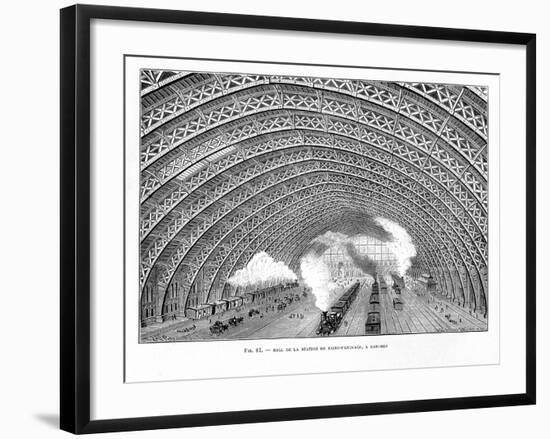 Interior of St Pancras Railway Station, London, 1865-null-Framed Giclee Print