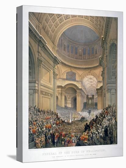 Interior of St Paul's Cathedral During the Funeral of the Duke of Wellington, London, 1852-William Simpson-Stretched Canvas