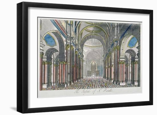 Interior of St Paul's Cathedral, Looking East from the Nave Towards the Choir, City of London, 1750-Benjamin Cole-Framed Giclee Print