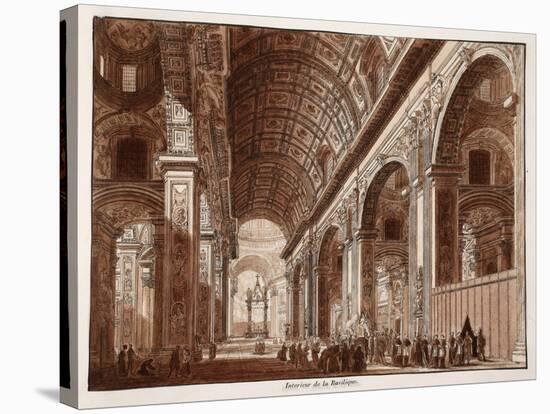 Interior of St. Peter's Basilica, 1833-Agostino Tofanelli-Stretched Canvas