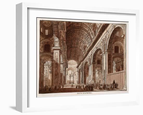 Interior of St. Peter's Basilica, 1833-Agostino Tofanelli-Framed Giclee Print