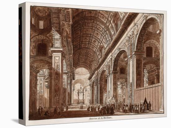 Interior of St. Peter's Basilica, 1833-Agostino Tofanelli-Stretched Canvas