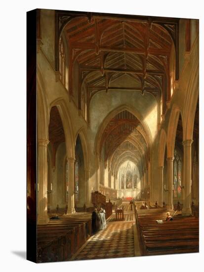 Interior of St. Peter's Church, Newcastle Upon Tyne-John Wilson Carmichael-Stretched Canvas