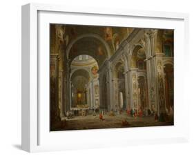 Interior of St. Peter's in Rome-Giovanni Paolo Panini-Framed Art Print