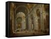 Interior of St. Peter's in Rome-Giovanni Paolo Panini-Framed Stretched Canvas