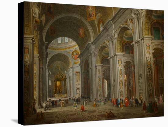 Interior of St. Peter's in Rome-Giovanni Paolo Panini-Stretched Canvas