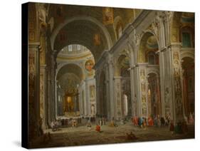 Interior of St. Peter's in Rome-Giovanni Paolo Panini-Stretched Canvas