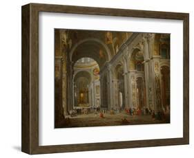 Interior of St. Peter's in Rome-Giovanni Paolo Panini-Framed Art Print