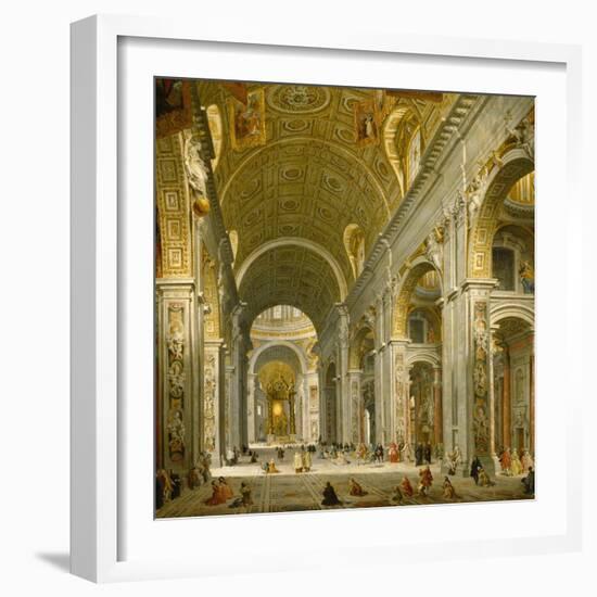 Interior of St. Peter's, Rome, 1750-Giovanni Paolo Panini-Framed Giclee Print