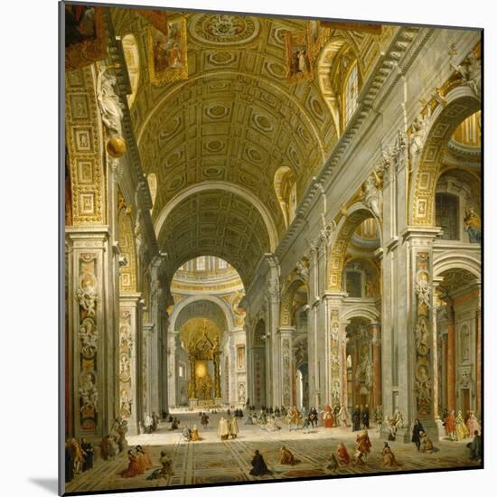 Interior of St. Peter's, Rome, 1750-Giovanni Paolo Panini-Mounted Giclee Print