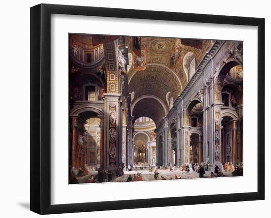 Interior of St. Peter's, Rome-Giovanni Paolo Pannini-Framed Art Print