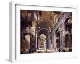 Interior of St. Peter's, Rome-Giovanni Paolo Pannini-Framed Art Print