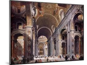 Interior of St. Peter's, Rome-Giovanni Paolo Pannini-Mounted Art Print