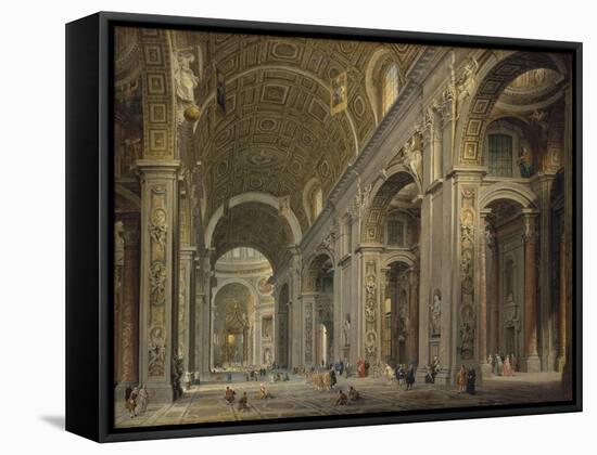 Interior of the Basilica of Saint Peter in Rome, 1750S-Giovanni Paolo Panini-Framed Stretched Canvas