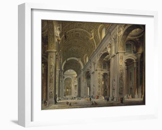 Interior of the Basilica of Saint Peter in Rome, 1750S-Giovanni Paolo Panini-Framed Giclee Print