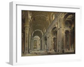 Interior of the Basilica of Saint Peter in Rome, 1750S-Giovanni Paolo Panini-Framed Giclee Print