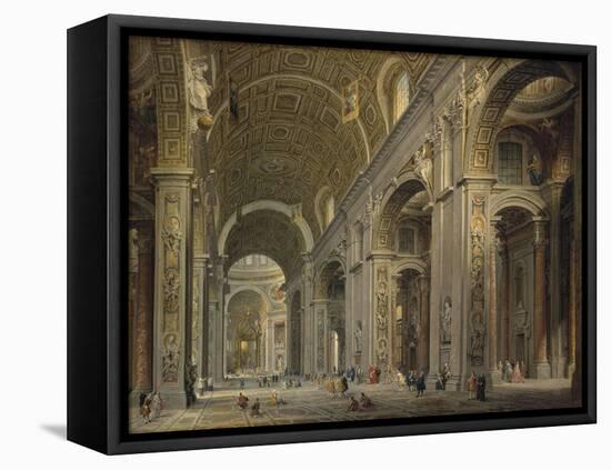 Interior of the Basilica of Saint Peter in Rome, 1750S-Giovanni Paolo Panini-Framed Stretched Canvas