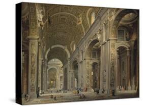 Interior of the Basilica of Saint Peter in Rome, 1750S-Giovanni Paolo Panini-Stretched Canvas