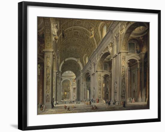 Interior of the Basilica of Saint Peter in Rome, 1750S-Giovanni Paolo Panini-Framed Giclee Print