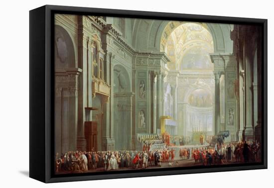 Interior of the Basilica of Saint Peter in Rome, 18th Century-Giovanni Paolo Panini-Framed Stretched Canvas