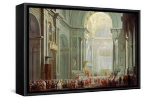 Interior of the Basilica of Saint Peter in Rome, 18th Century-Giovanni Paolo Panini-Framed Stretched Canvas