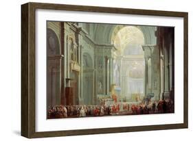 Interior of the Basilica of Saint Peter in Rome, 18th Century-Giovanni Paolo Panini-Framed Giclee Print