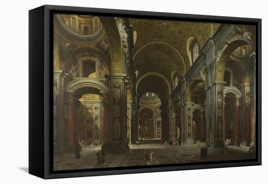 Interior of the Basilica of Saint Peter in Rome, before 1742-Giovanni Paolo Panini-Framed Stretched Canvas