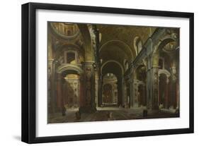 Interior of the Basilica of Saint Peter in Rome, before 1742-Giovanni Paolo Panini-Framed Giclee Print