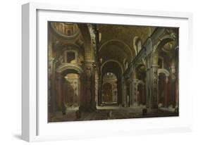 Interior of the Basilica of Saint Peter in Rome, before 1742-Giovanni Paolo Panini-Framed Giclee Print