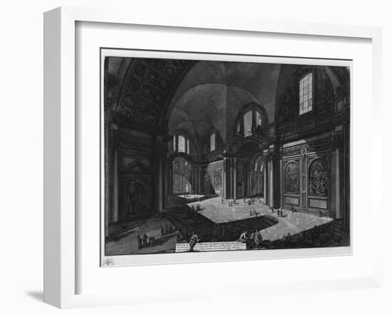 Interior of the Basilica of Santa Maria Degli Angeli (Former Baths of Diocletia)-Giovanni Battist Piranesi-Framed Giclee Print