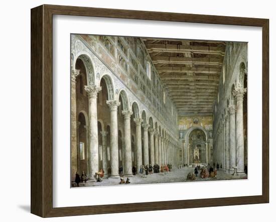 Interior of the Basilica of St Paul Outside the Walls in Rome, C1750-Giovanni Paolo Panini-Framed Giclee Print