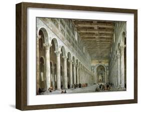 Interior of the Basilica of St Paul Outside the Walls in Rome, C1750-Giovanni Paolo Panini-Framed Giclee Print