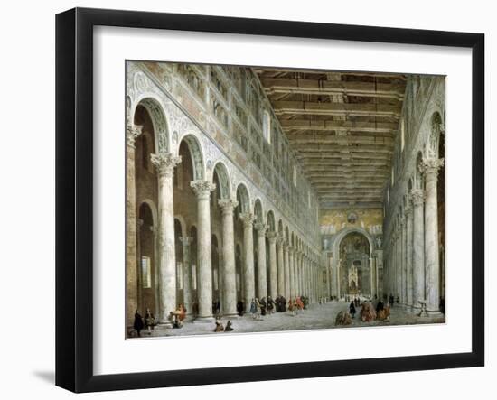 Interior of the Basilica of St Paul Outside the Walls in Rome, C1750-Giovanni Paolo Panini-Framed Giclee Print