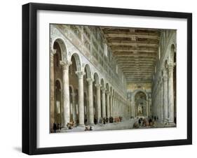 Interior of the Basilica of St Paul Outside the Walls in Rome, C1750-Giovanni Paolo Panini-Framed Giclee Print