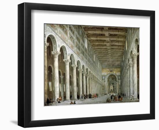 Interior of the Basilica of St Paul Outside the Walls in Rome, C1750-Giovanni Paolo Panini-Framed Giclee Print