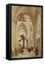 Interior of the Cathedral of Sens-Jean-Baptiste-Camille Corot-Framed Stretched Canvas