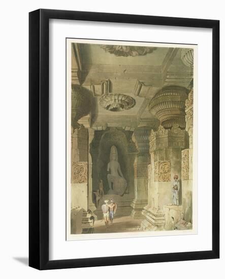 Interior of the Cave Temple of Indra Subba at Ellora-Captain Robert M. Grindlay-Framed Giclee Print