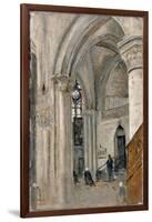 Interior of the Church at Mantes-Jean-Baptiste-Camille Corot-Framed Giclee Print