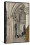 Interior of the Church at Mantes-Jean-Baptiste-Camille Corot-Framed Stretched Canvas