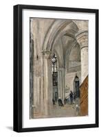 Interior of the Church at Mantes-Jean-Baptiste-Camille Corot-Framed Giclee Print