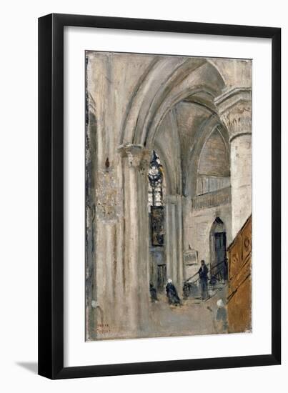 Interior of the Church at Mantes-Jean-Baptiste-Camille Corot-Framed Giclee Print