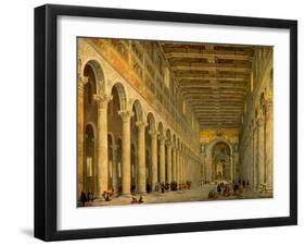 Interior of the Church of San Paolo Fuori Le Mura, Rome 1750-Giovanni Paolo Pannini-Framed Art Print