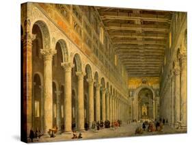 Interior of the Church of San Paolo Fuori Le Mura, Rome 1750-Giovanni Paolo Pannini-Stretched Canvas