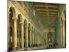 Interior of the Church of San Paolo Fuori Le Mura, Rome, 1750-Giovanni Paolo Pannini-Mounted Giclee Print