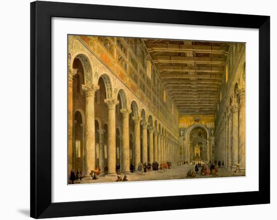 Interior of the Church of San Paolo Fuori Le Mura,-Giovanni Paolo Pannini-Framed Art Print