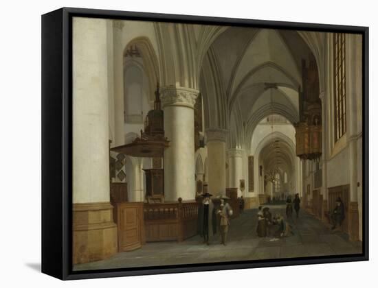 Interior of the Church of St Bavo in Haarlem-Job Adriaensz Berckheyde-Framed Stretched Canvas