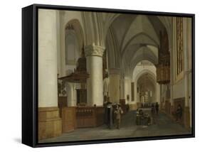 Interior of the Church of St Bavo in Haarlem-Job Adriaensz Berckheyde-Framed Stretched Canvas